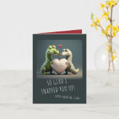 Valentijnsdag Grappig Alligator Krokodil Koppel Kaart (Gele Bloem)