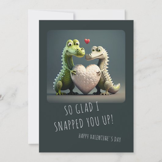 Valentijnsdag Grappig Alligator Krokodil Koppel Kaart (Voorkant)