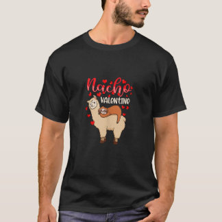 Valentijnsdag Grappig Nacho Sloth Riding Llama Mei T-shirt