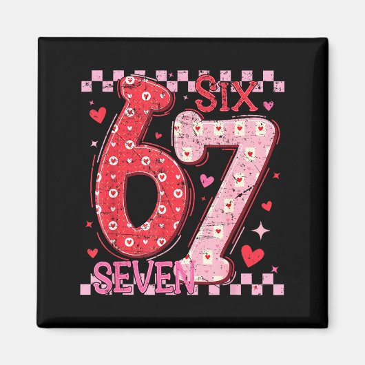 Valentijnsdag Grappig Zes Zeven 6 7 Meme Bargoens Magneet (Voorkant)