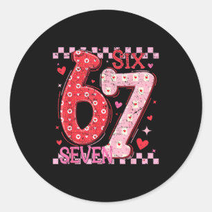 Valentijnsdag Grappig Zes Zeven 6 7 Meme Bargoens  Ronde Sticker