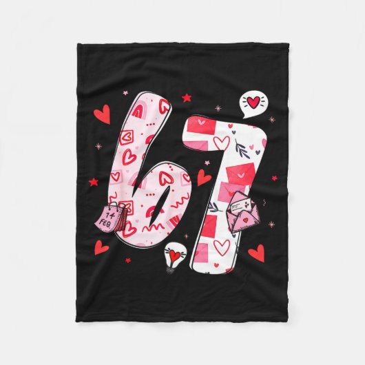 Valentijnsdag Grappig Zes Zeven 6 7 Meme Mannen Vr Fleece Deken (Voorkant)