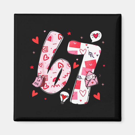 Valentijnsdag Grappig Zes Zeven 6 7 Meme Mannen Vr Magneet (Voorkant)