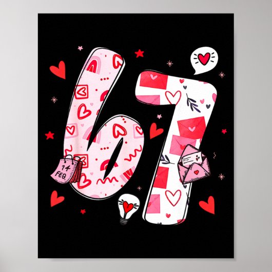 Valentijnsdag Grappig Zes Zeven 6 7 Meme Mannen Vr Poster (Voorkant)