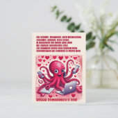 Valentijnsdag. Grappige octopus in liefde Briefkaart (Staand voorkant)