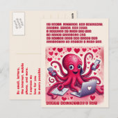 Valentijnsdag. Grappige octopus in liefde Briefkaart (Voorkant / Achterkant)