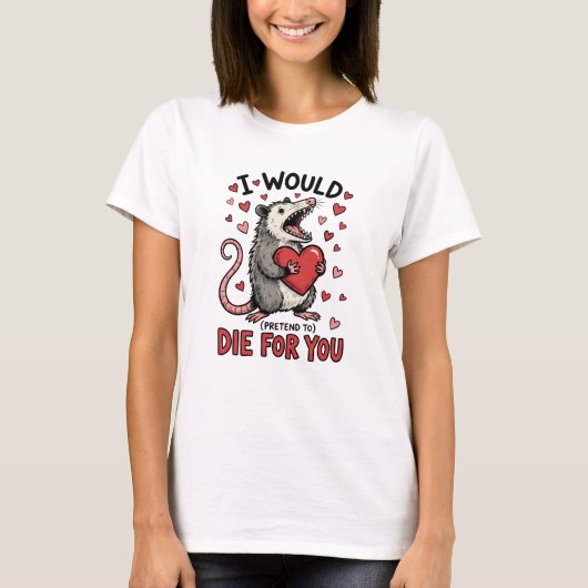 Valentijnsdag Grappige Opossum T-shirt (Voorkant)