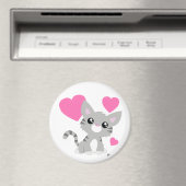 Valentijnsdag Gray Kat Button Magnet (Insitu (Vaatwasser))