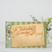 Valentijnsdag Greeting Antiek Vintage Briefpapier (Staand voorkant)