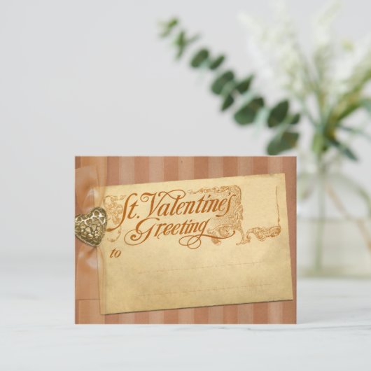Valentijnsdag Greeting Antiek Vintage Feestdagenkaart (Staand voorkant)