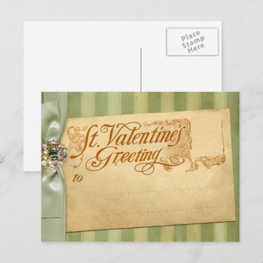 Valentijnsdag Greeting Antiek Vintage Feestdagenkaart (Voorkant / Achterkant)