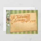 Valentijnsdag Greeting Antiek Vintage Feestdagenkaart (Voorkant / Achterkant)