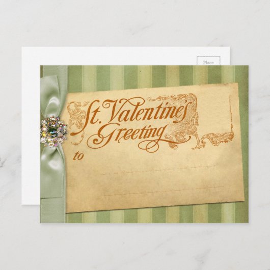 Valentijnsdag Greeting Antiek Vintage Feestdagenkaart (Voorkant / Achterkant)