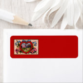 Valentijnsdag Greetings Heart en Flowers Etiket (Insitu)