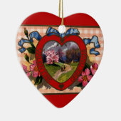  Valentijnsdag Greetings Heart en Flowers Keramisch Ornament (Rechts)