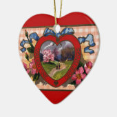  Valentijnsdag Greetings Heart en Flowers Keramisch Ornament (Links)