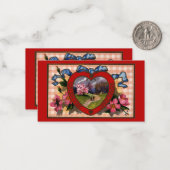  Valentijnsdag Greetings Heart en Flowers Notitiekaartje (Voorkant / Achterkant in situ)