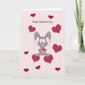 Valentijnsdag Grey Bunny Rabbit Kaart (Voorkant)