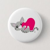 Valentijnsdag Grijze Kat Button (Voorkant)