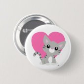Valentijnsdag Grijze Kat Button (Voorkant /achterkant)