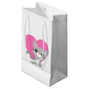 Valentijnsdag Grijze Kat Gift Bag Klein Cadeauzakje