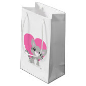 Valentijnsdag Grijze Kat Gift Bag Klein Cadeauzakje (Achterkant Gekanteld)