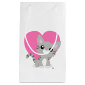 Valentijnsdag Grijze Kat Gift Bag Klein Cadeauzakje (Voorkant)