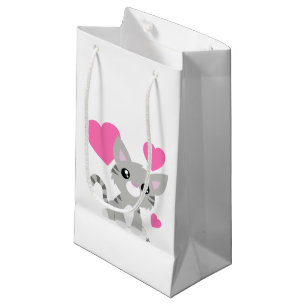 Valentijnsdag Grijze Kat Gift Bag Klein Cadeauzakje