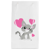 Valentijnsdag Grijze Kat Gift Bag Klein Cadeauzakje (Voorkant)