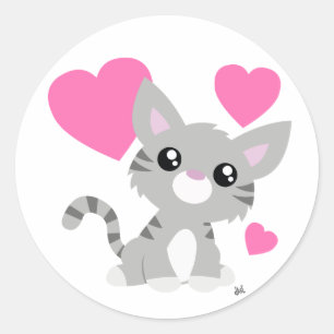 Valentijnsdag Grijze Kat Sticker