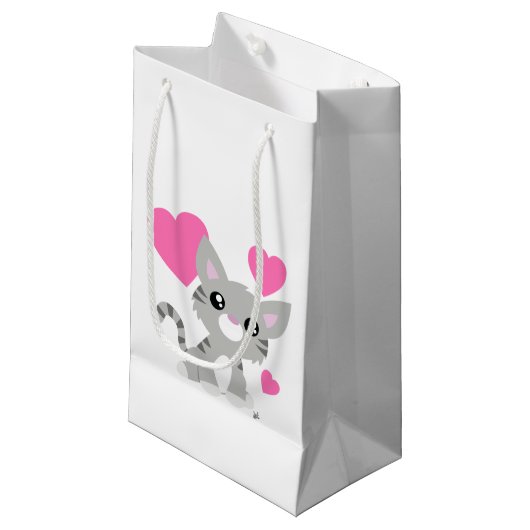 Valentijnsdag grijze kitty cadeautas (Voorkant Gekanteld)