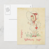 Valentijnsdag Groeten  Schattige Meisje Hart Feestdagenkaart (Voorkant / Achterkant)