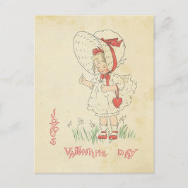 Valentijnsdag Groeten  Schattige Meisje Hart Feestdagenkaart