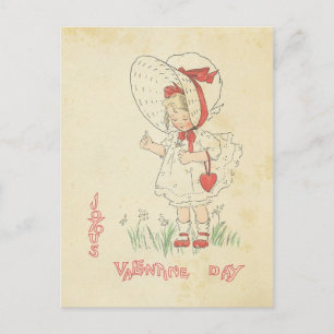 Valentijnsdag Groeten  Schattige Meisje Hart Feestdagenkaart