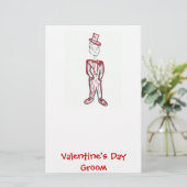 Valentijnsdag Groom Briefpapier (Staand voorkant)