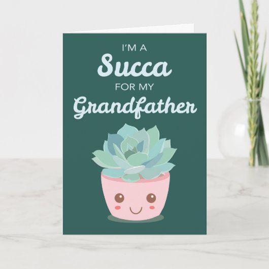 Valentijnsdag Grootvader met Kawaii Succulent Kaart (Voorkant)