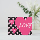 Valentijnsdag Grote Harten Liefde Roze Briefkaart (Staand voorkant)