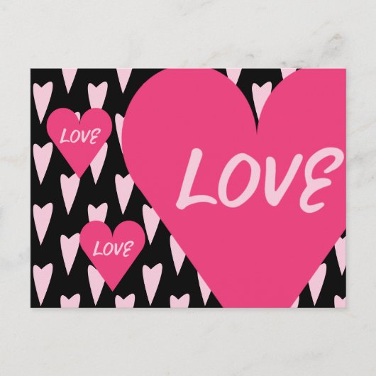 Valentijnsdag Grote Harten Liefde Roze Briefkaart (Voorkant)