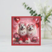 Valentijnsdag Grote Pyreneeën Paar Feestdagenkaart (Staand voorkant)