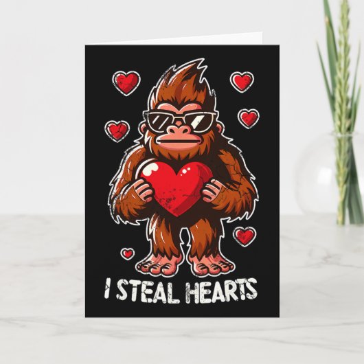 Valentijnsdag Grote Voet Sasquatch Ik Steel Harten Kaart (Voorkant)