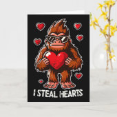 Valentijnsdag Grote Voet Sasquatch Ik Steel Harten Kaart (Gele Bloem)
