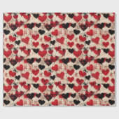 Valentijnsdag Grunge Hearts Cadeaupapier (Vlak)