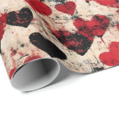 Valentijnsdag Grunge Hearts Cadeaupapier (Rol Hoek)