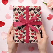 Valentijnsdag Grunge Hearts  Cadeaupapier