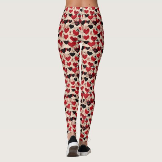 Valentijnsdag Grunge Hearts  Leggings (Achterkant)