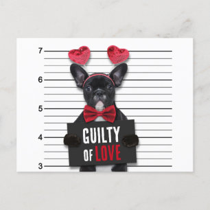 Valentijnsdag Guilty Love Dog Funny Mugshot Feestdagenkaart