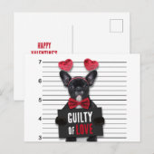 Valentijnsdag Guilty Love Dog Funny Mugshot Feestdagenkaart (Voorkant / Achterkant)