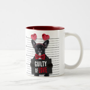 Valentijnsdag Guilty Love Dog Funny Mugshot Tweekleurige Koffiemok