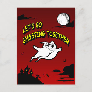 Valentijnsdag Halloween ghosting samen Feestdagenkaart