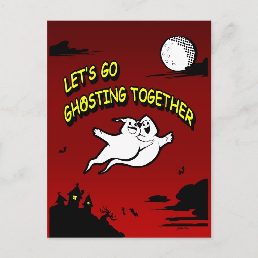 Valentijnsdag Halloween ghosting samen Feestdagenkaart (Voorkant)